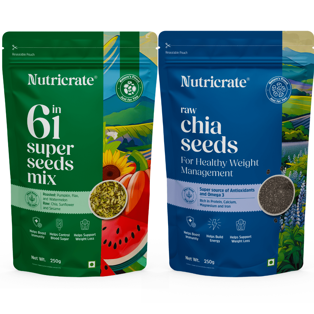 Nutricrate:6 in 1 Seeds Mix and Chia Seeds | Combo Pack