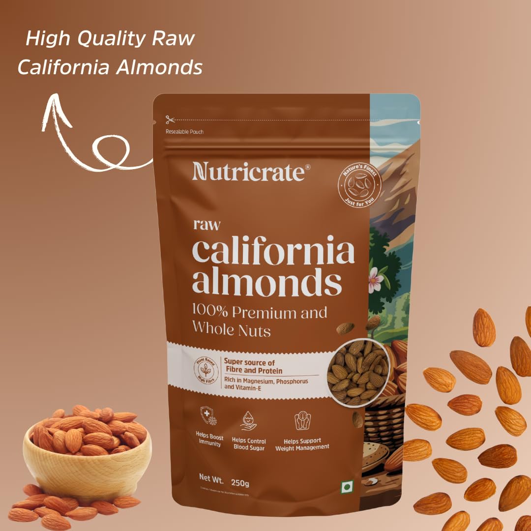 Raw California Almonds 250g with Small Bee Honey 450g