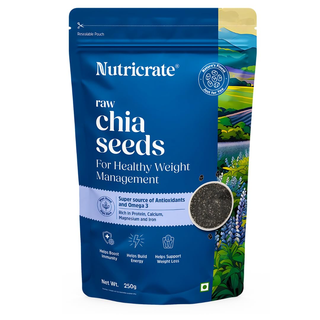 Raw Chia Seeds 250g & Raw California Almonds 250g with Sundarban Honey 450g & Tulsi Honey 450g