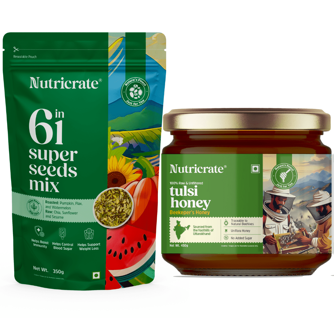Nutricrate:Premium Wellness Bundle – 6‑in‑1 Seeds (350 g) & Tulsi Honey (450 g)