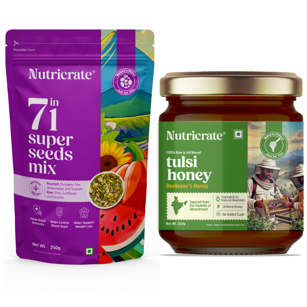 Daily Wellness Duo – 7‑in‑1 Super Seed Mix (250 g) & Tulsi Honey (250 g)