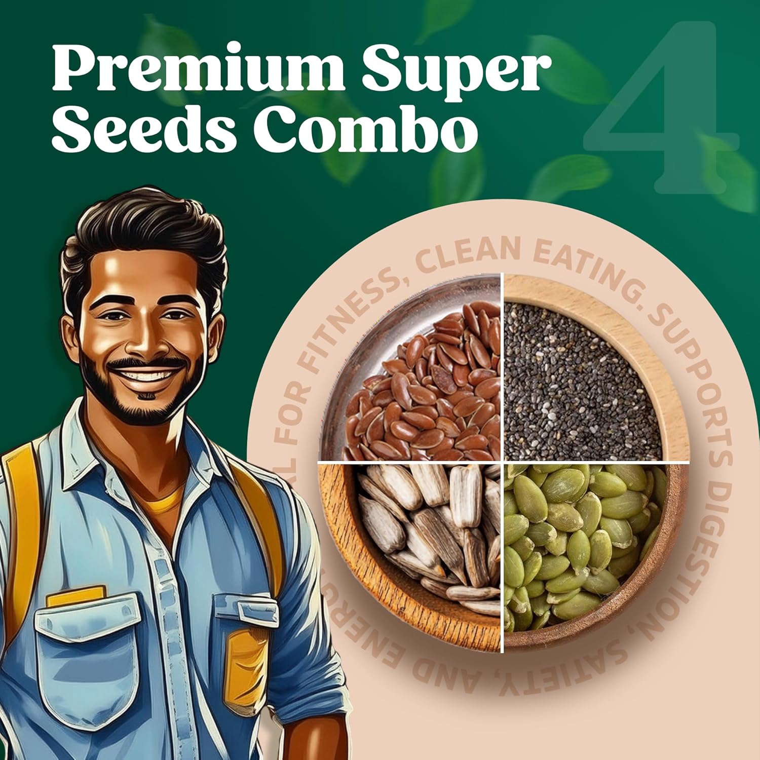 Raw Super Seeds Combo – Flax, Chia, Pumpkin & Sunflower