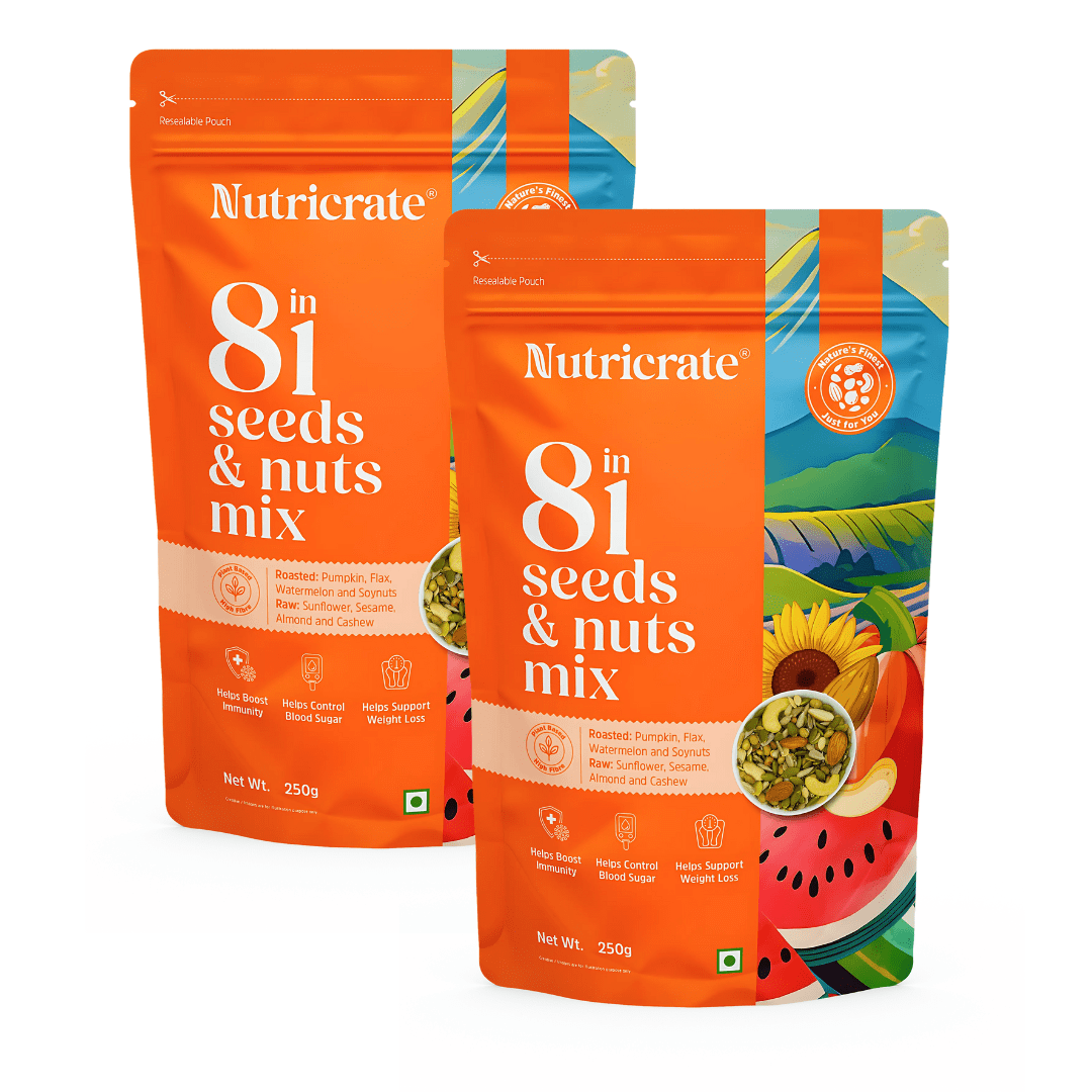 Nutricrate: 8 in 1 Seeds and Nuts Mix,500gm (250gm pack of 2)