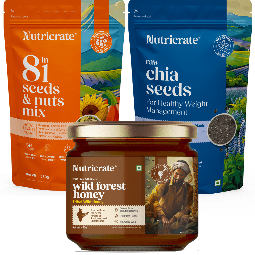Nutricrate:Fiber‑Rich Power Pack – 8‑in‑1 Mix, Chia & Wild Forest Honey (450 g)