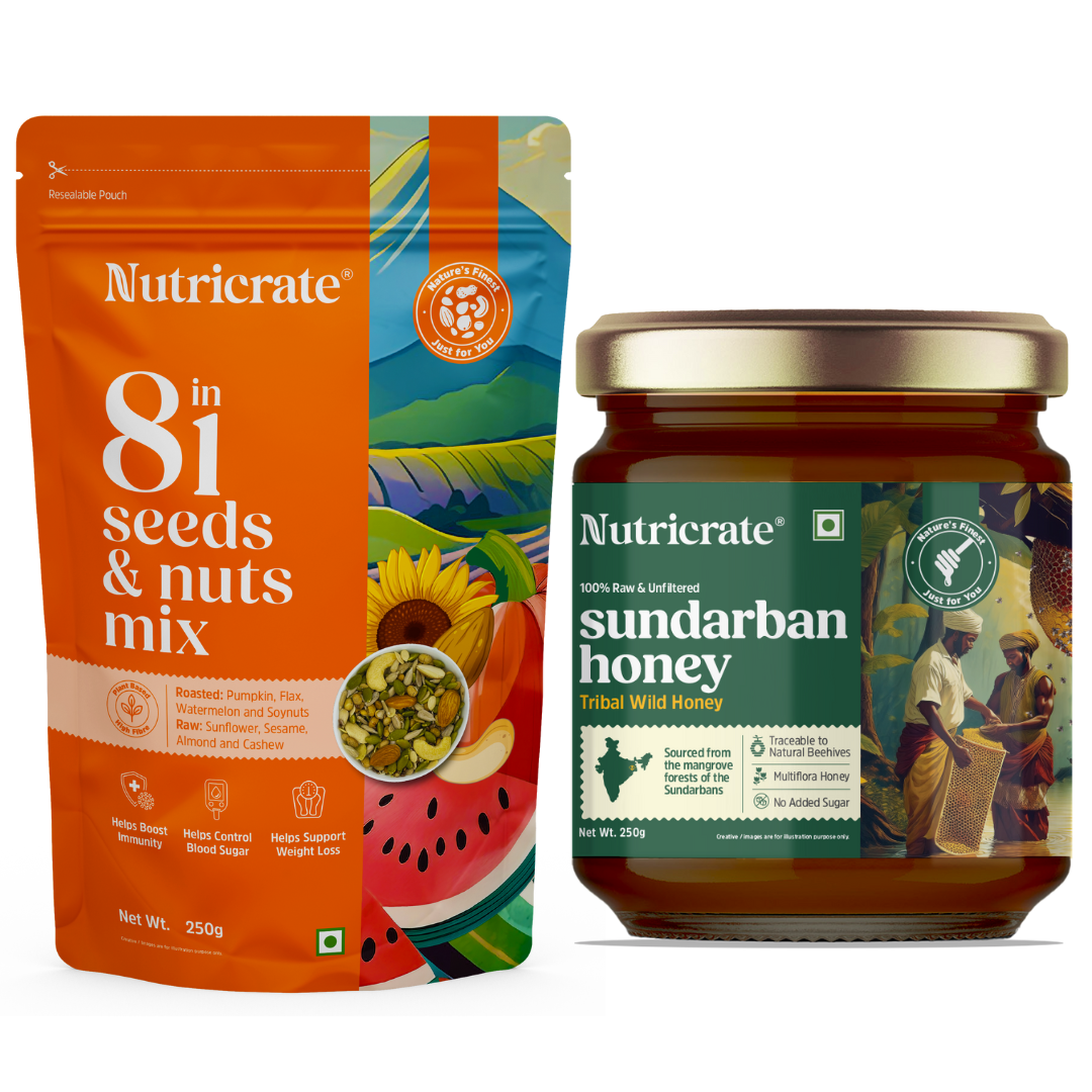 Antioxidant Power Duo – 8‑in‑1 Seed‑Nut Mix & Sundarban Honey (250 g)