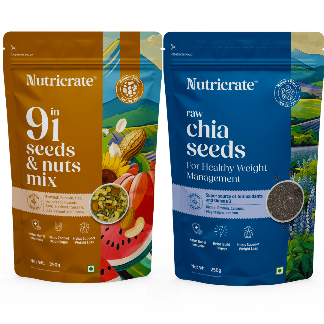 Nutricrate:9 in 1 Seeds and Nuts Mix and Chia Seeds | Combo Pack