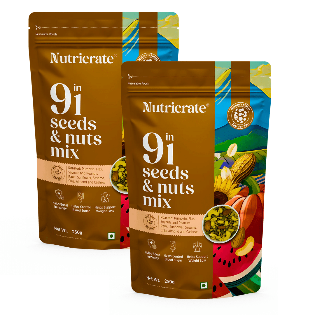 Nutricrate: 9 in 1 Seeds and Nuts Mix,500 gm (250gm pack of 2)