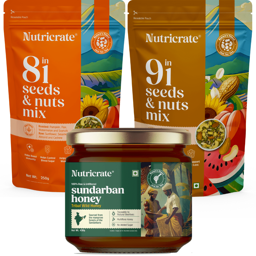 Nutricrate:Triple Immunity Bundle – 9‑in‑1 & 8‑in‑1 Mixes with Sundarban Honey (450 g)
