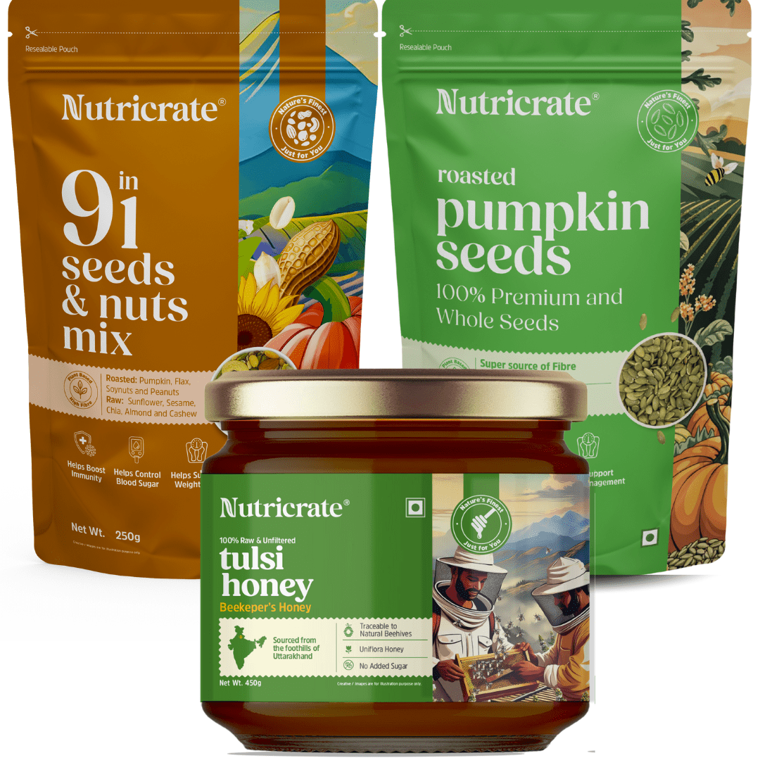 Nutricrate:Complete Nutrient Pack – 9‑in‑1 Mix, Roasted Pumpkin & tulsi Honey (450 g)