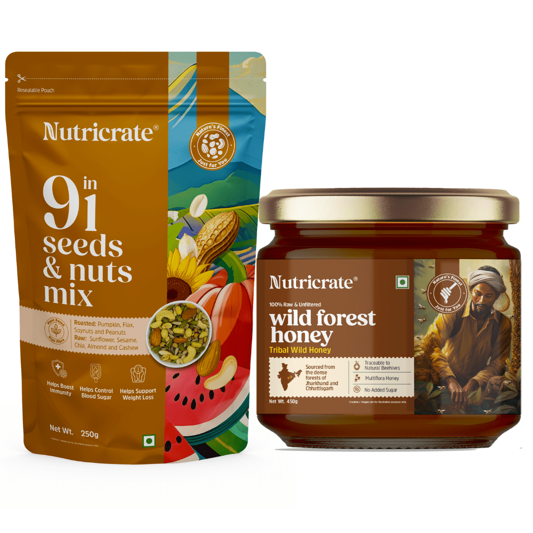 Nutricrate:Ultimate Superfood Bundle – 9‑in‑1 Seed‑Nut Mix & Wild Forest Honey (450 g)