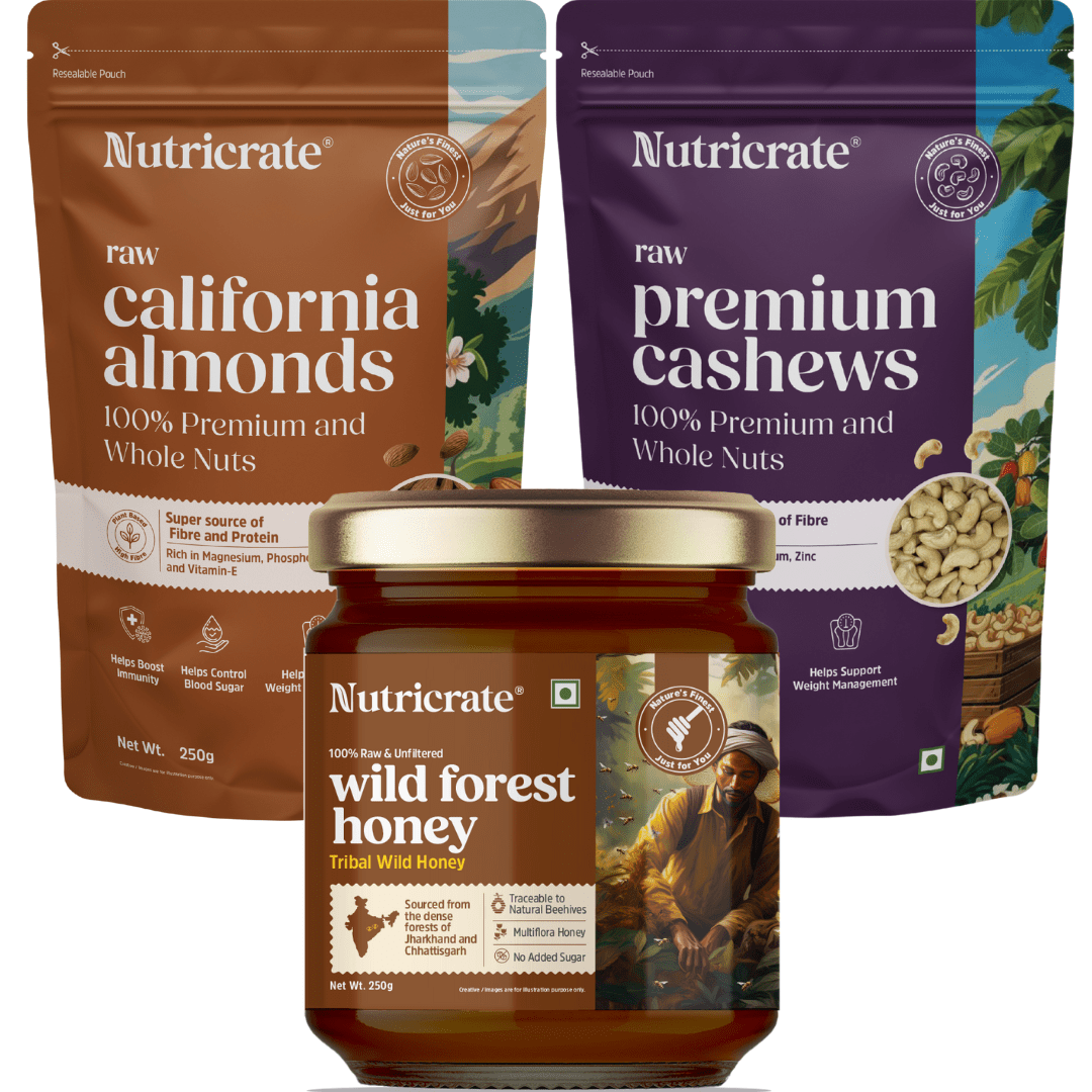 Nutricrate:Gourmet Energy Pack – Almonds, Cashews & Wild Forest Honey (250 g)