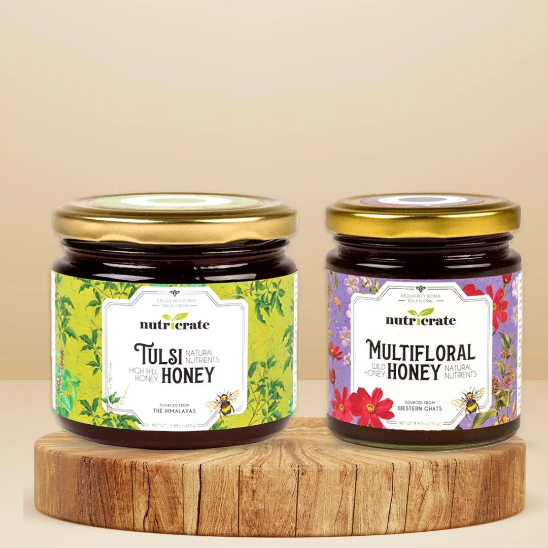 Combo - Nutricrate Tulsi Honey with MultiFloral Honey | Super Saver Pack 700gm