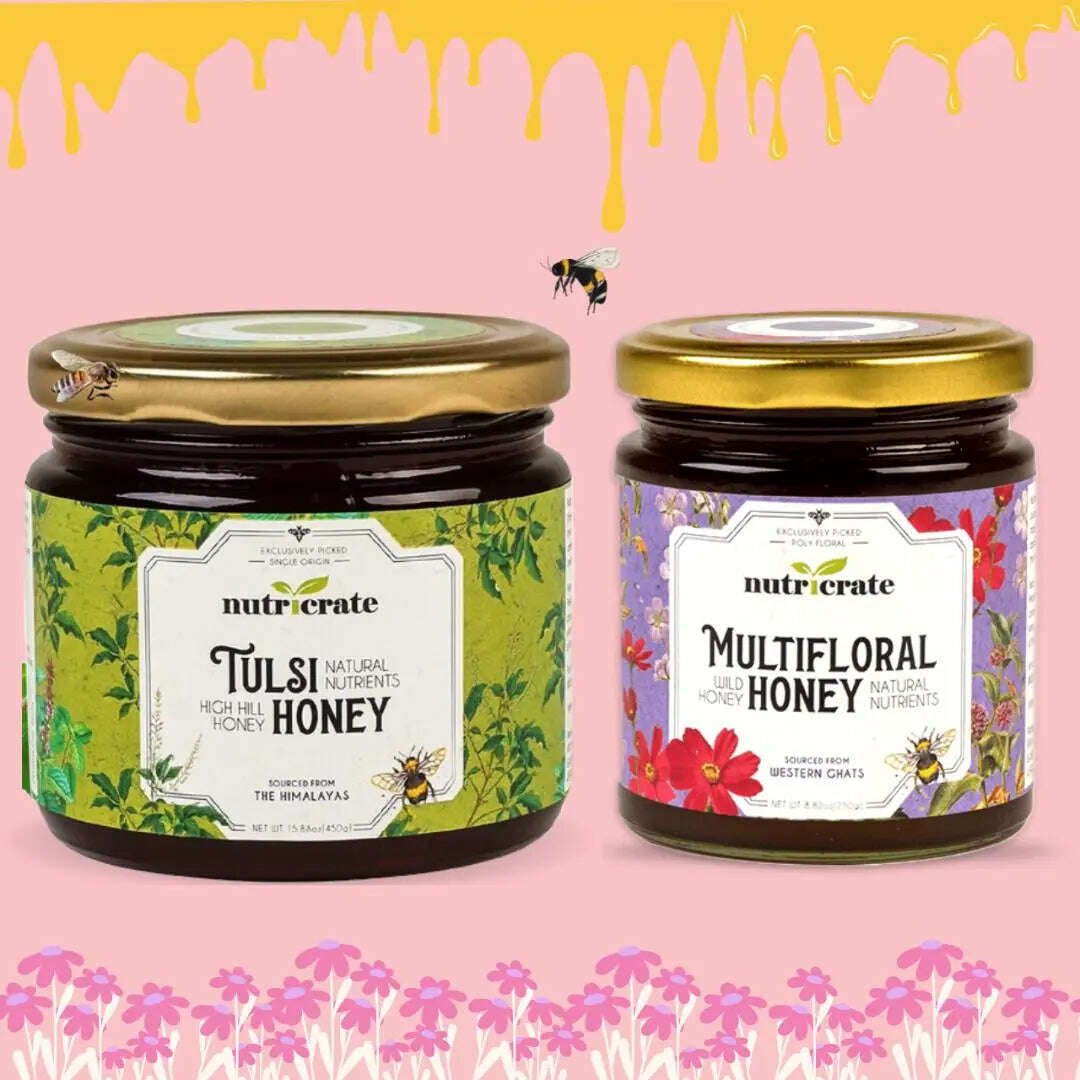 Nutricrate:Wild Tulsi Honey & Multi Floral Honey | Super Saver pack - 250g