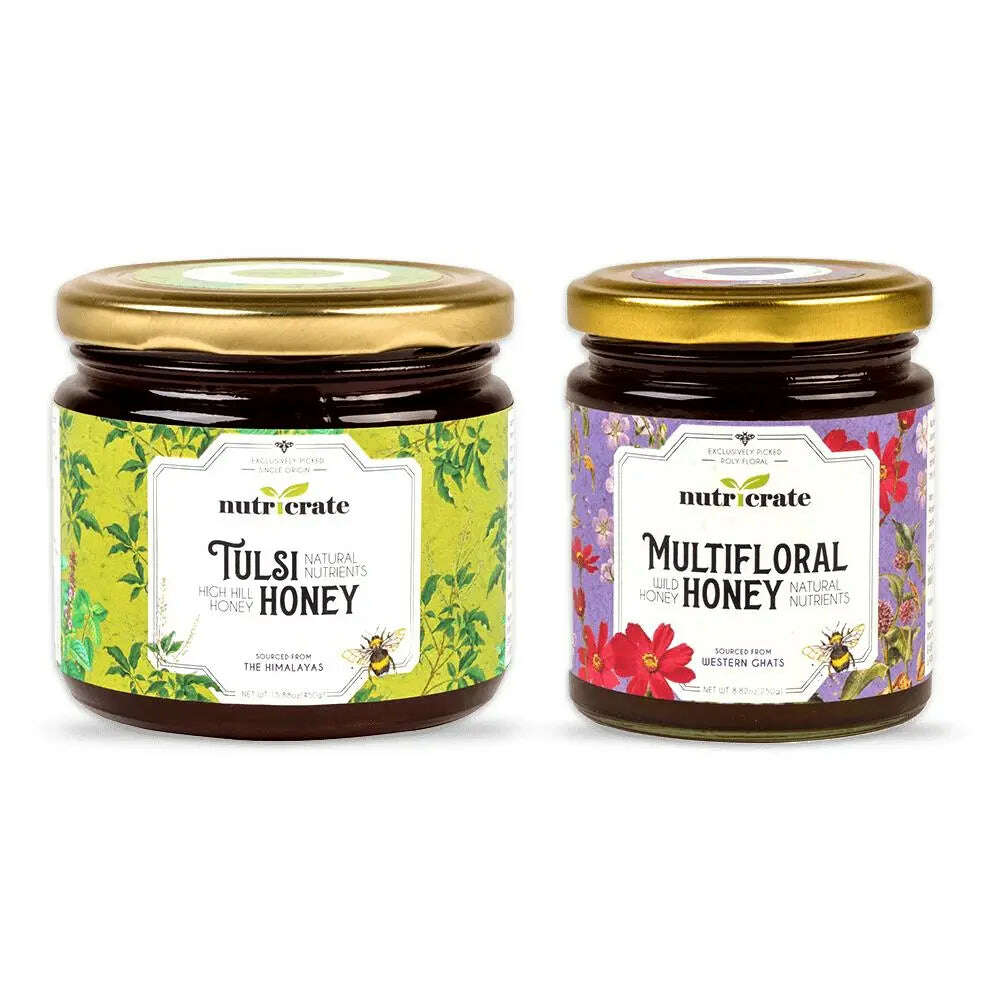 Nutricrate:Wild Tulsi Honey & Multi Floral Honey | Super Saver pack - 250g