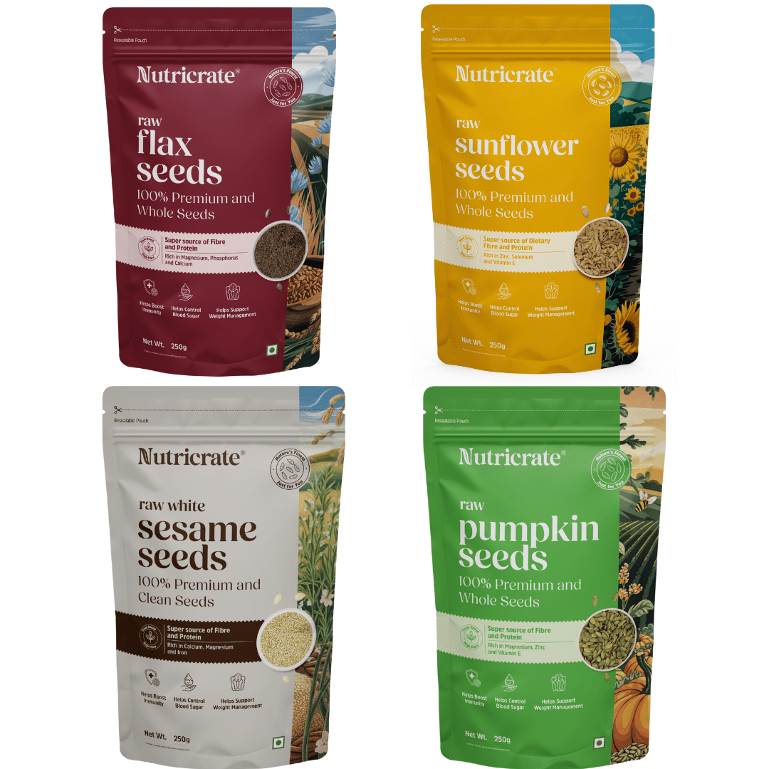 Nutricrate:4-Seed Combo for Daily Nutrition- Flax, Sunflower, Sesame & Pumpkin