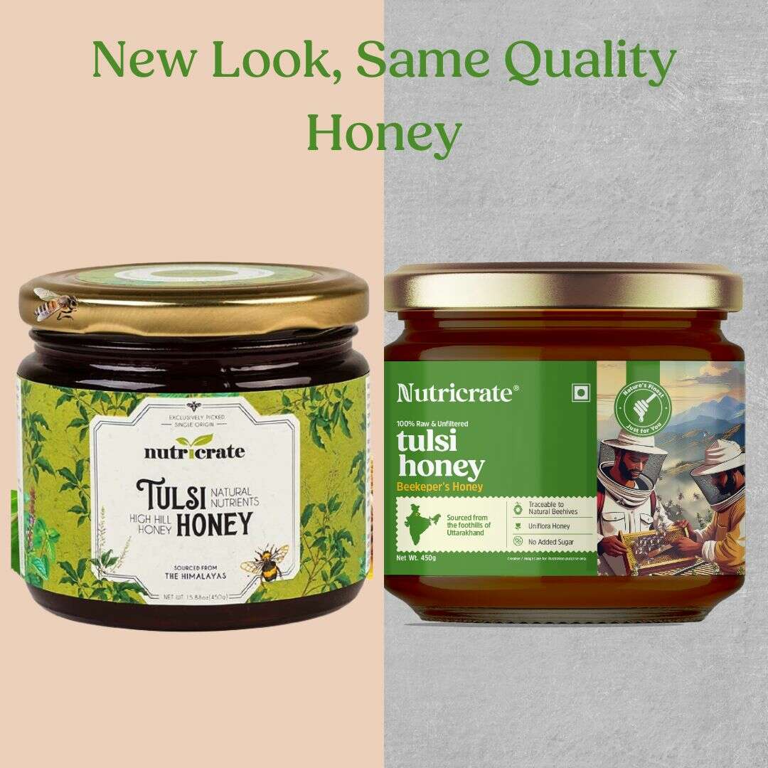 Nutricrate:Tulsi Honey & Small bee Honey | Super Saver Pack - 450gm