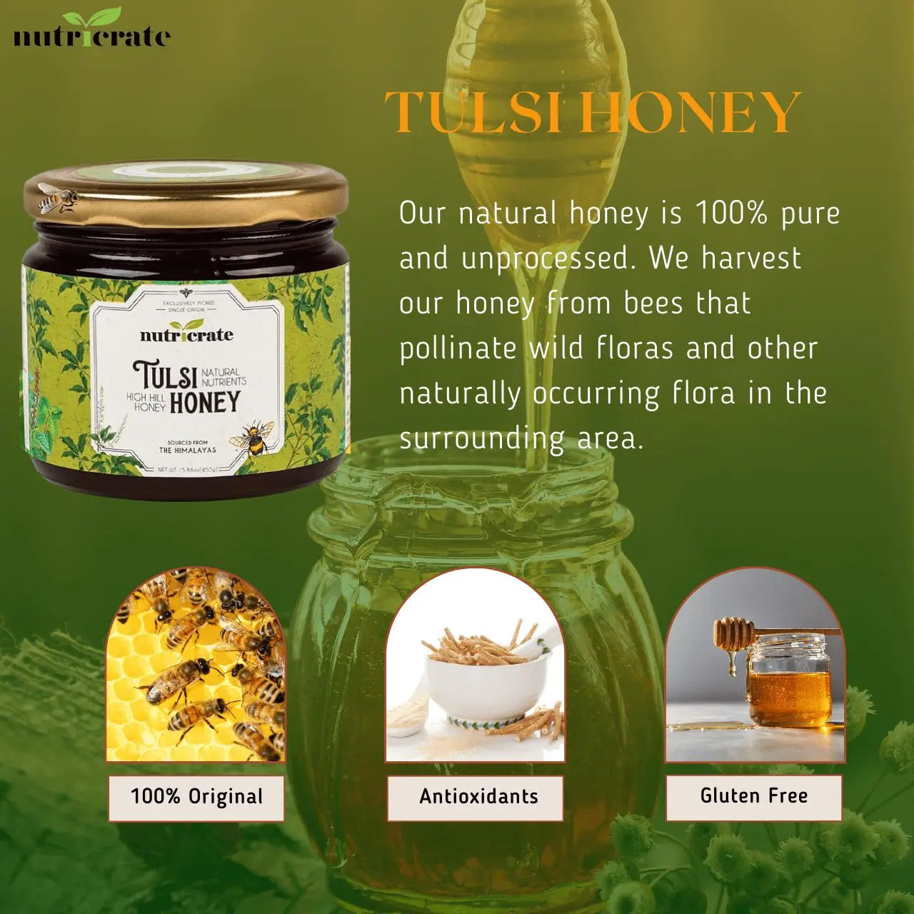 Nutricrate Tulsi Honey 100% Pure & Raw