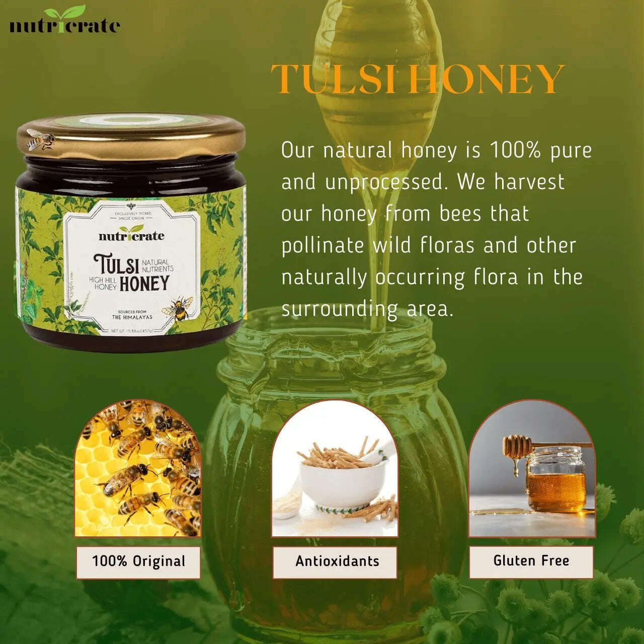 Nutricrate:Wild Tulsi Honey & Multi Floral Honey | Super Saver pack - 250g