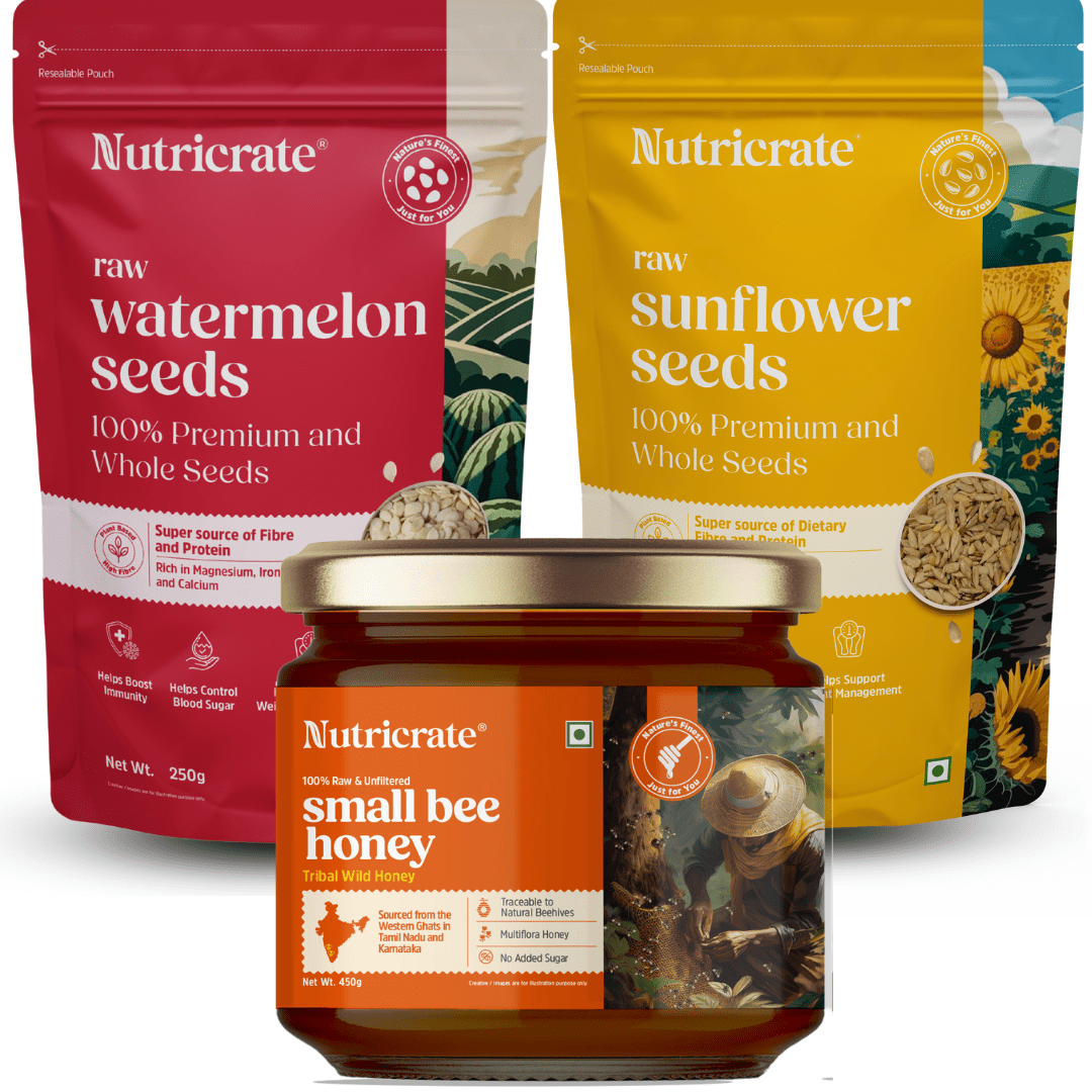 Nutricrate:Summer Power Combo – Sunflower & Watermelon Seeds with Smallbee Honey (450 g)