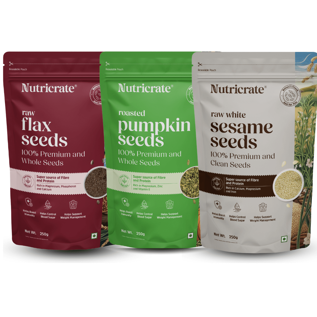 Nutricrate:Crunchy Wellness Trio – Flax, Sesame & Roasted Pumpkin Seeds