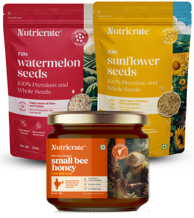 Raw Sunflower 250g & Raw Watermelon Seeds 250g with Small Bee Honey 450g