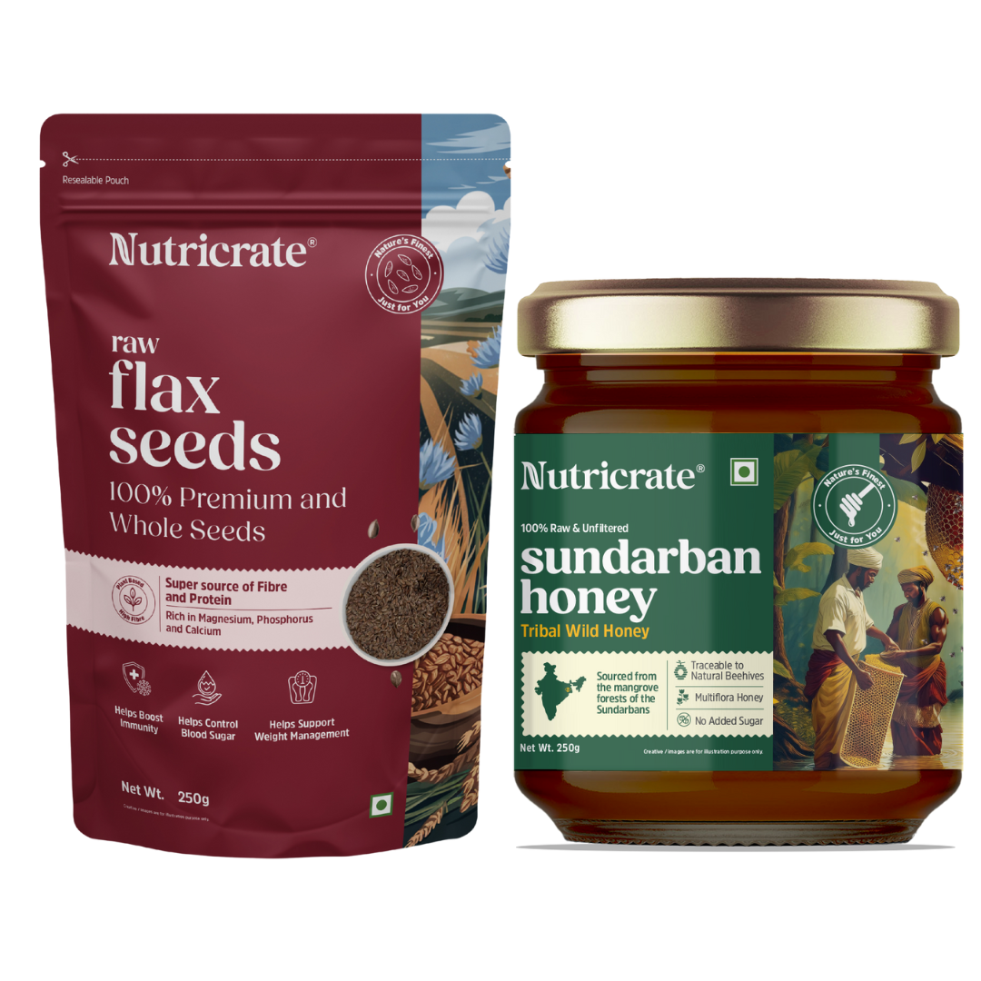 Omega‑3 Wellness Duo – Raw Flax Seeds & Sundarban Honey (250 g)