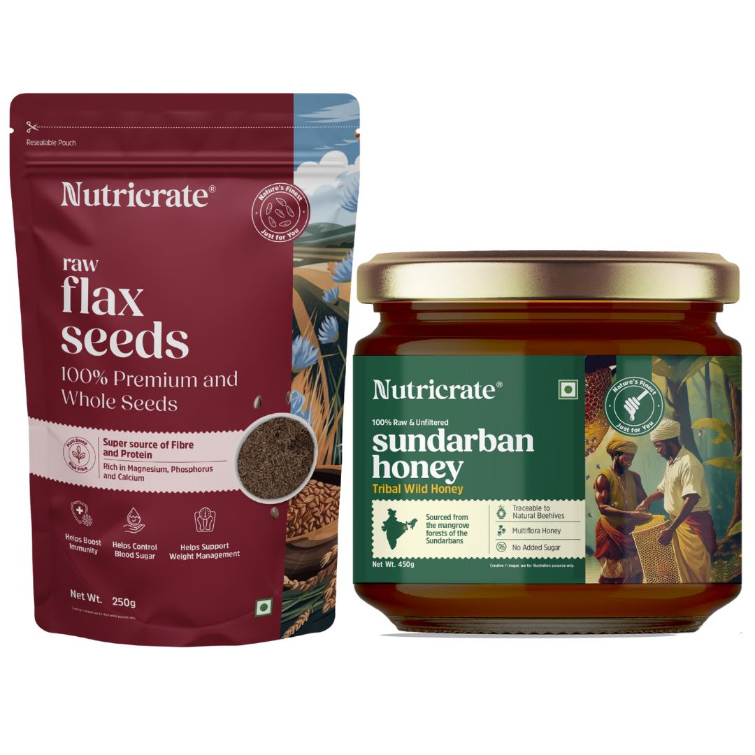 Heart Care Pack – Raw Flax Seeds & Sundarban Honey (450 g)