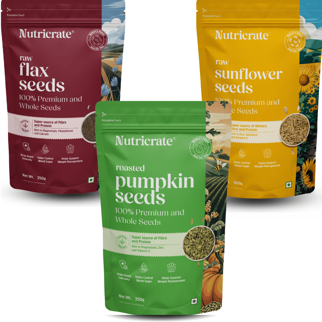 Nutricrate:5-in-1 Super Seeds Mix, Chia, Sesame, Sunflower & Pumpkin | Combo Pack