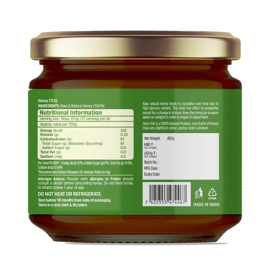 Nutricrate:Tulsi Honey - Raw and Wild 450gm - Pack of 2