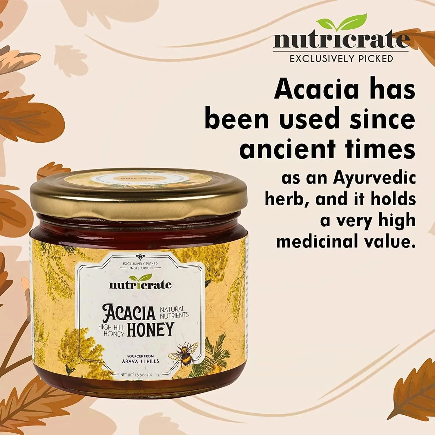 Nutricrate Pure & Raw Acacia/ kikar or babool Honey.