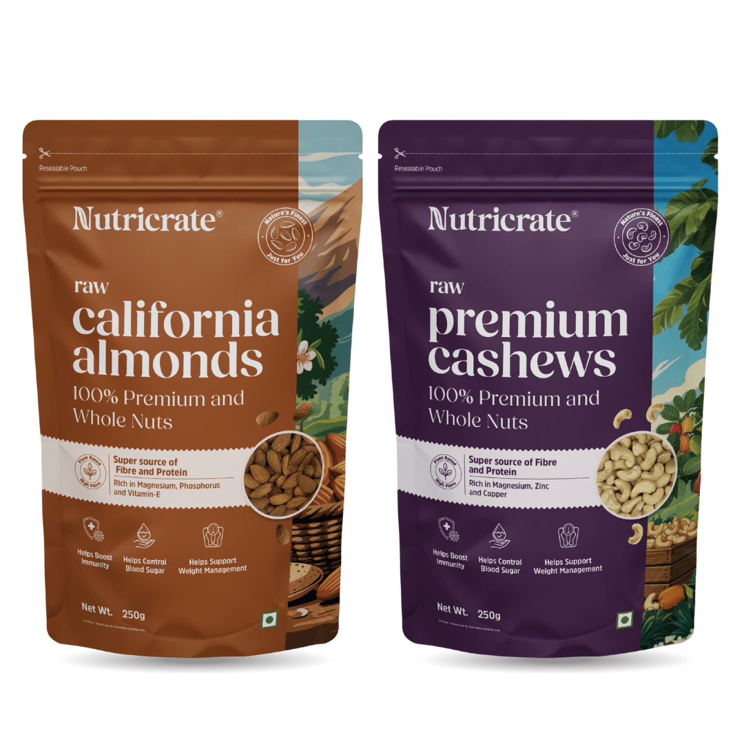 Nutricrate:California Almonds & Premium Cashews | Combo Pack