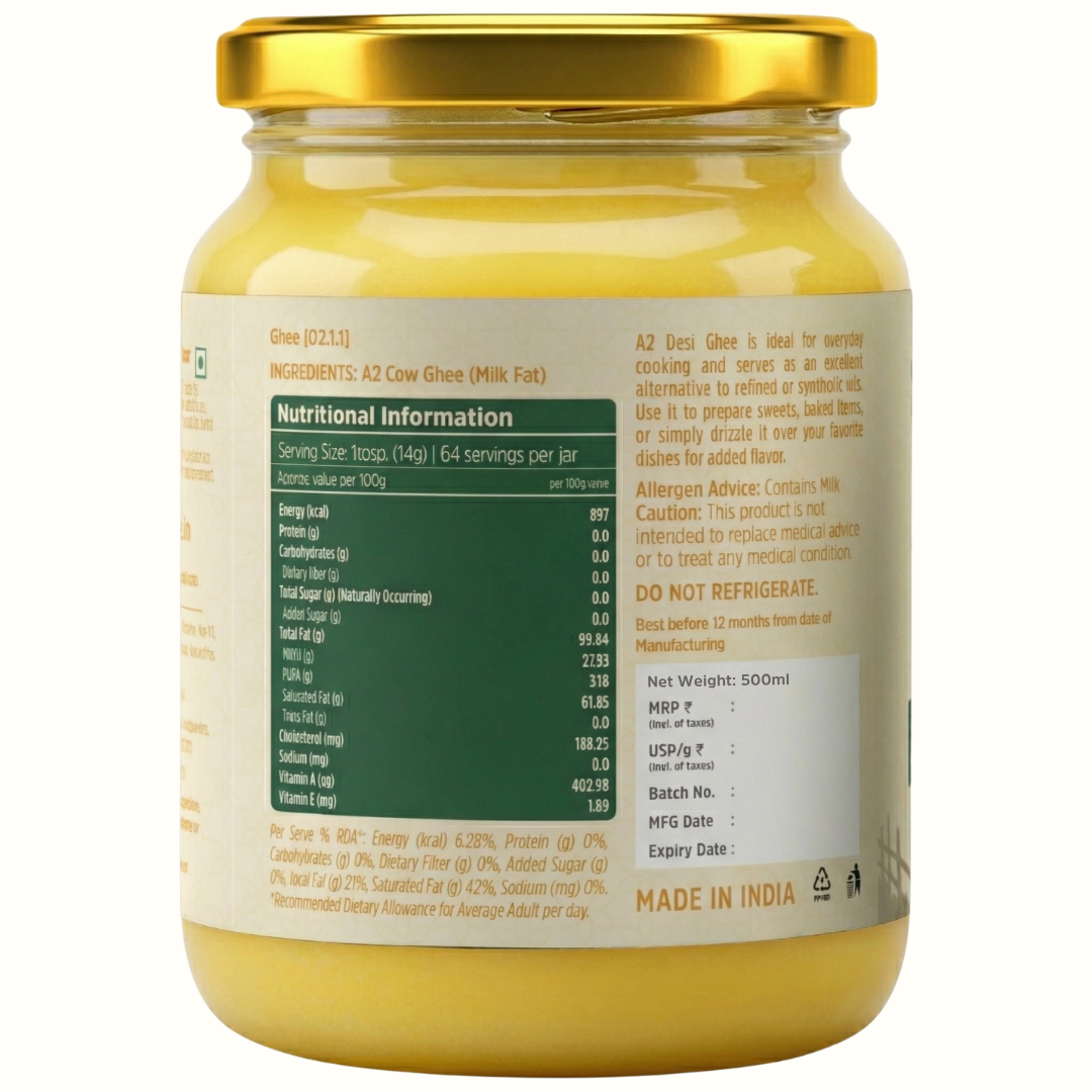 A2 Desi Cow Ghee - Made From Curd.