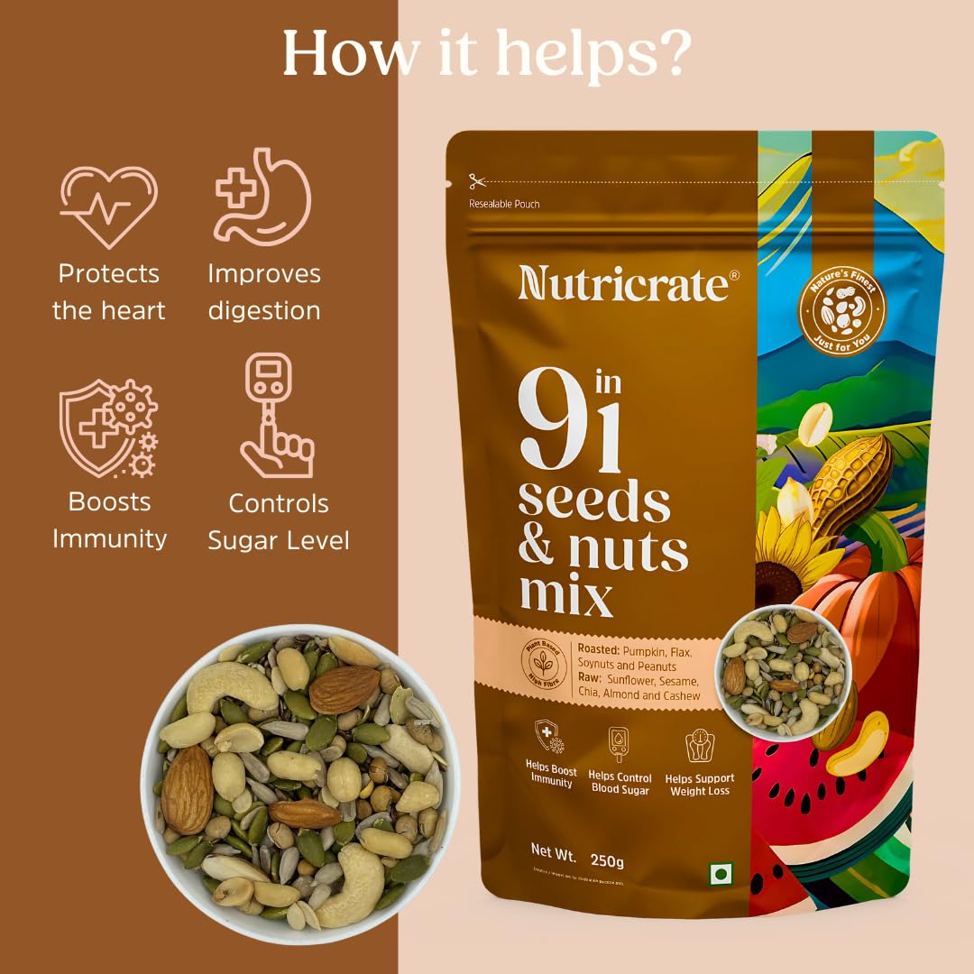 9-in-1 Seed Mix 250g with Roasted Pumpkin 250g Seeds & Tulsi Honey 450g