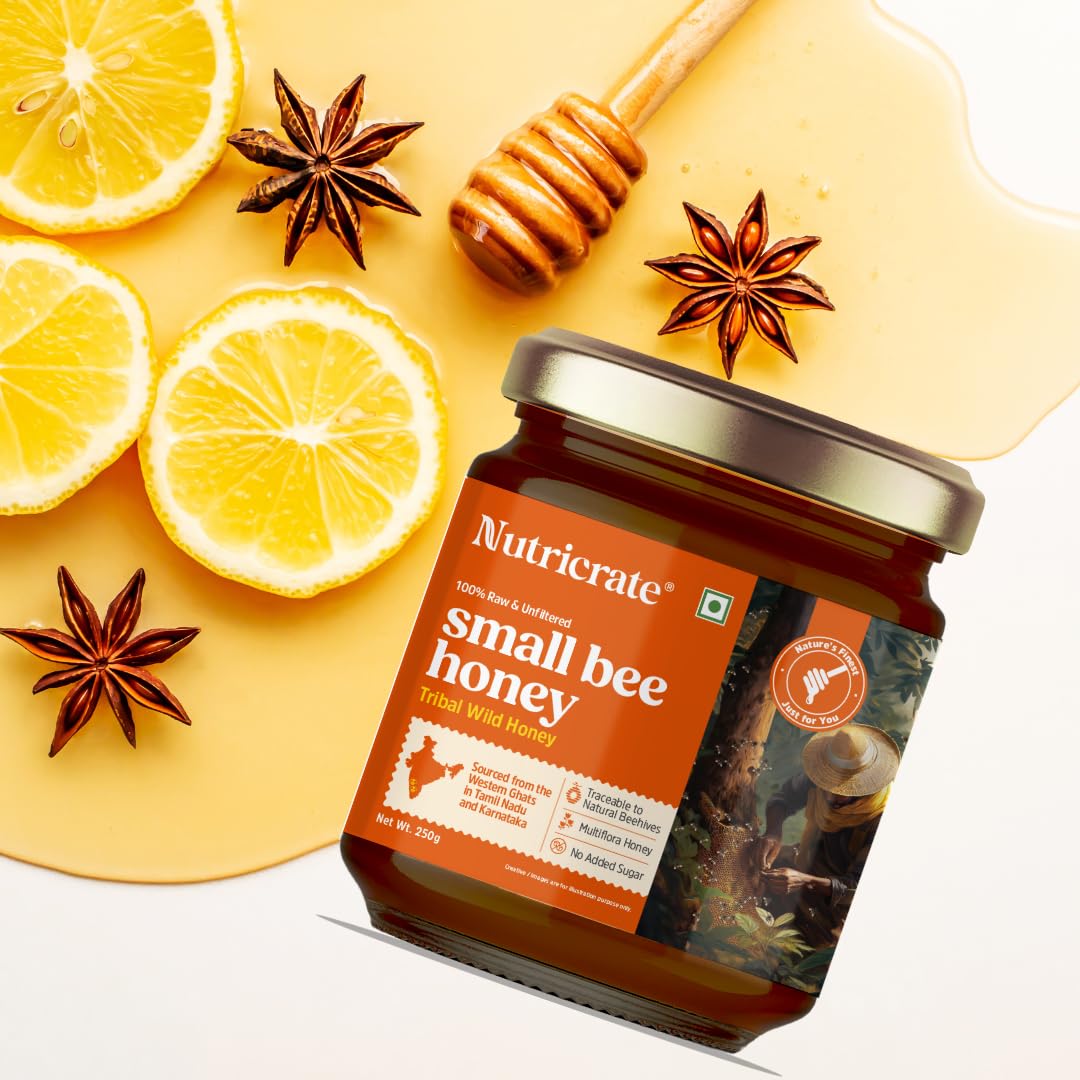 Raw California Almonds with Small Bee Honey 250g each.