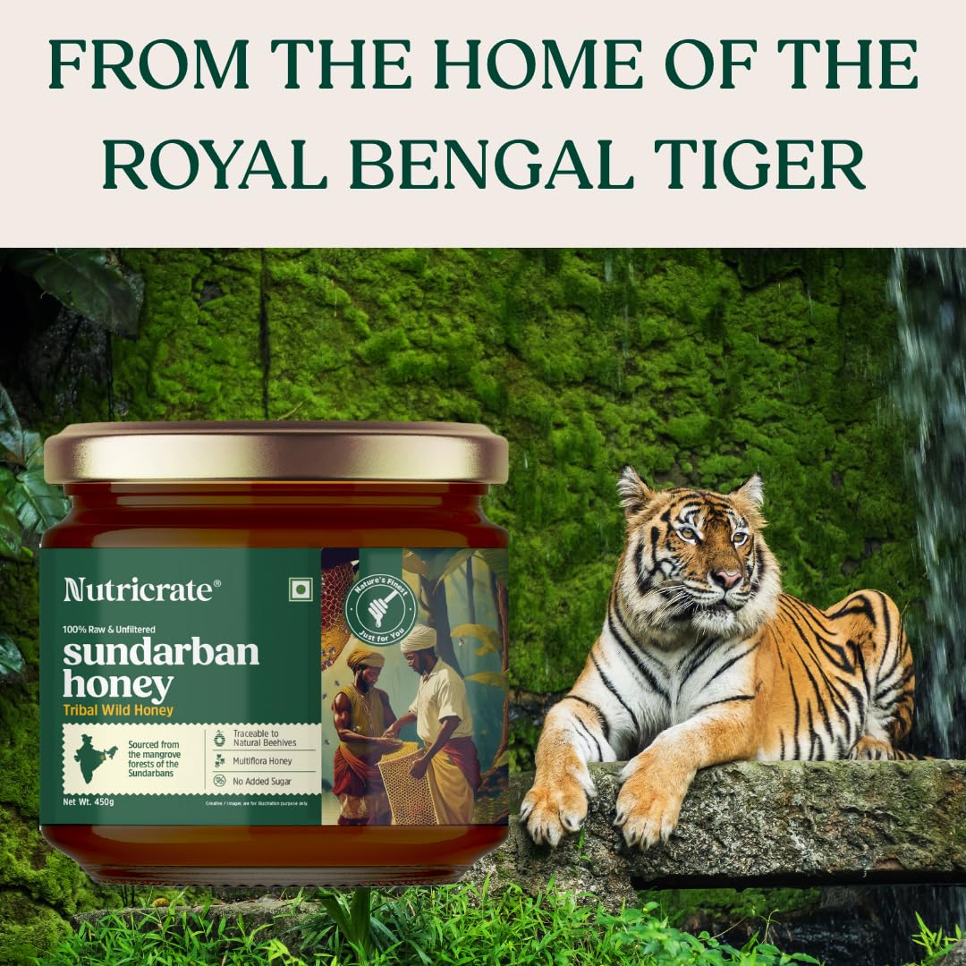 Raw Chia Seeds 250g & Raw California Almonds 250g with Sundarban Honey 450g & Tulsi Honey 450g