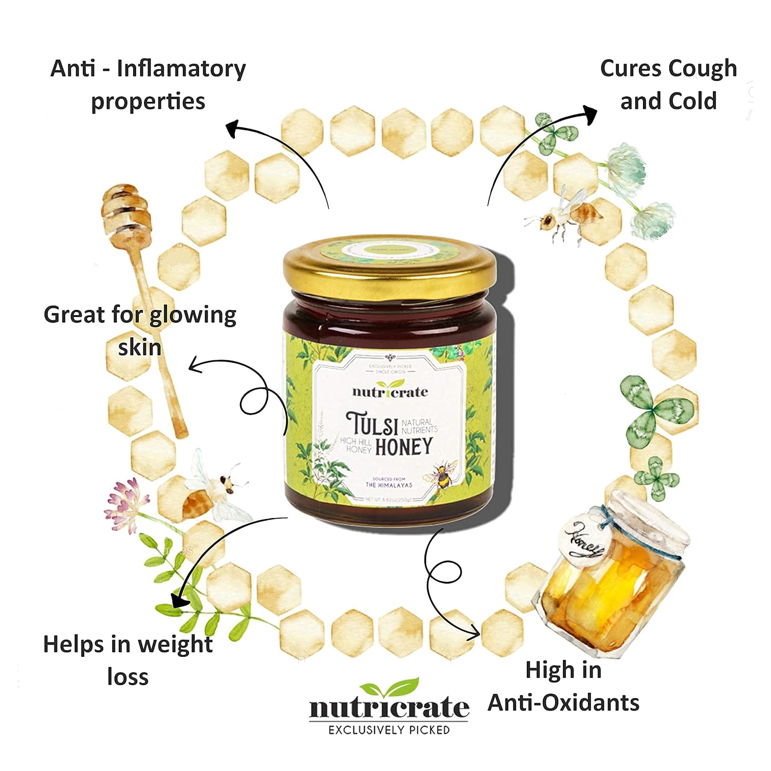 6‑in‑1 Super Seeds Mix 250g with Tulsi Honey 250g