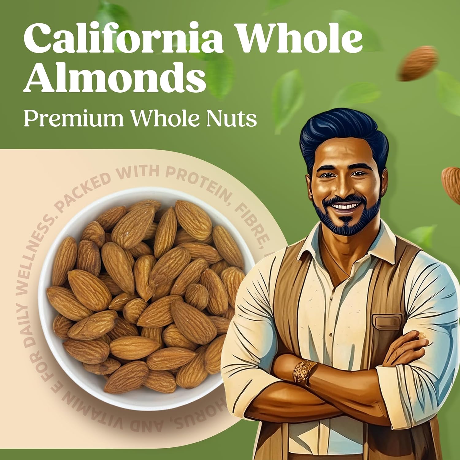 Raw California Almonds & Raw premium Cashews with Wild Forest Honey (250g each).