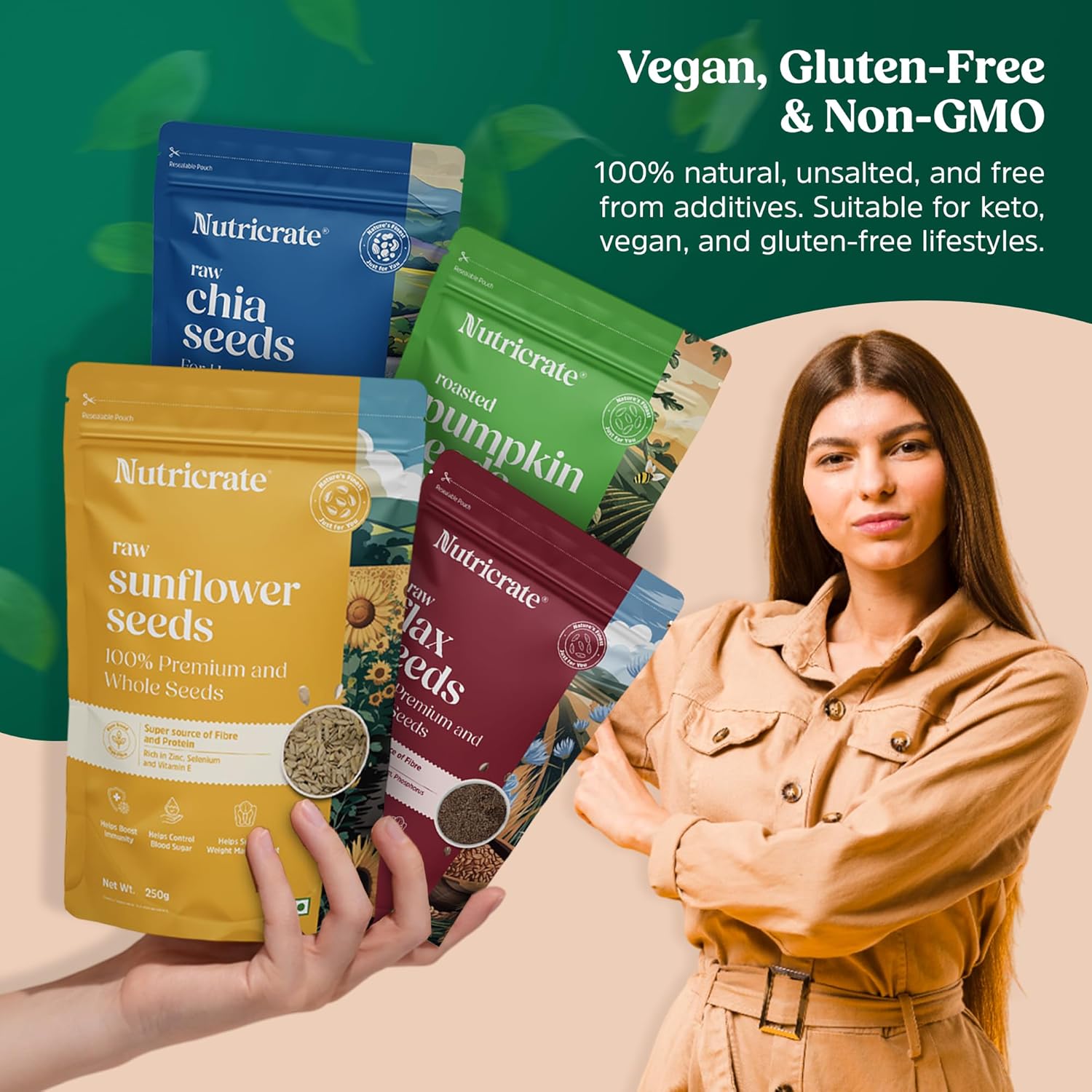 Raw Super Seeds Combo – Flax, Chia, Pumpkin & Sunflower