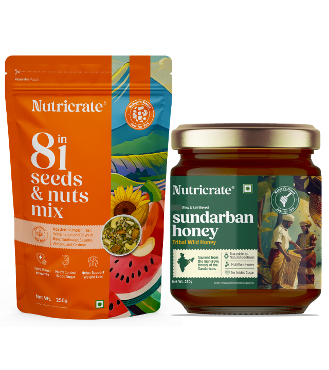 8-in-1 Seed-Nut Mix with Sundarban Honey (250g each).
