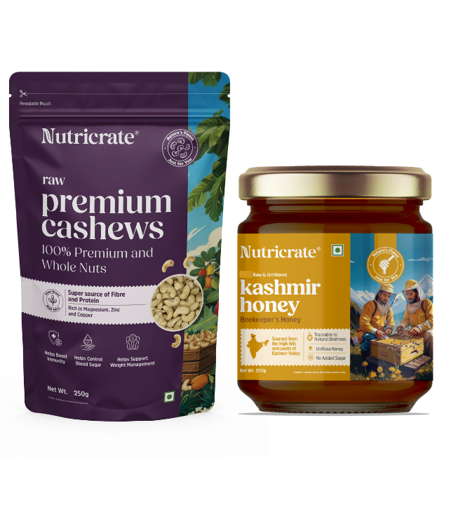 Raw Premium Cashews with Kashmir Honey (250g each).