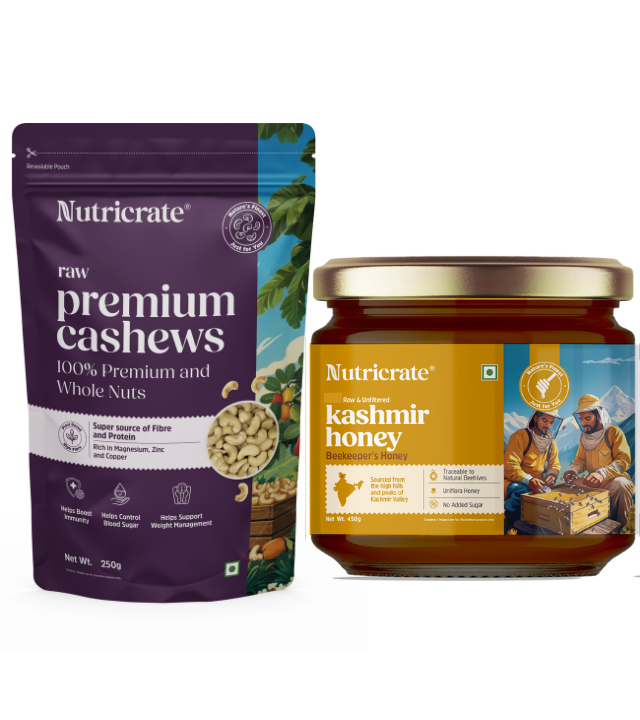 Raw Premium Cashews 250g with Kashmir Honey 450g