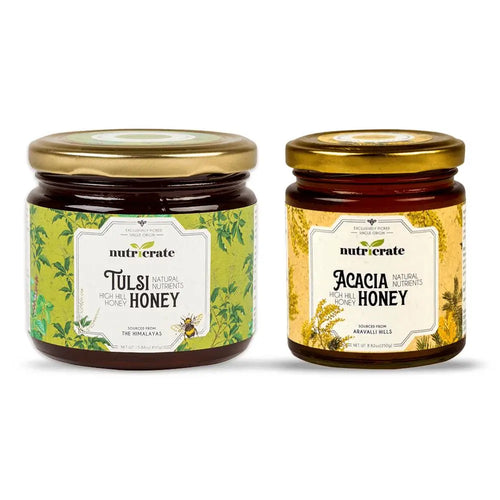 Super saver pack Tulsi Raw Honey 450gm with Acacia Honey 250gm