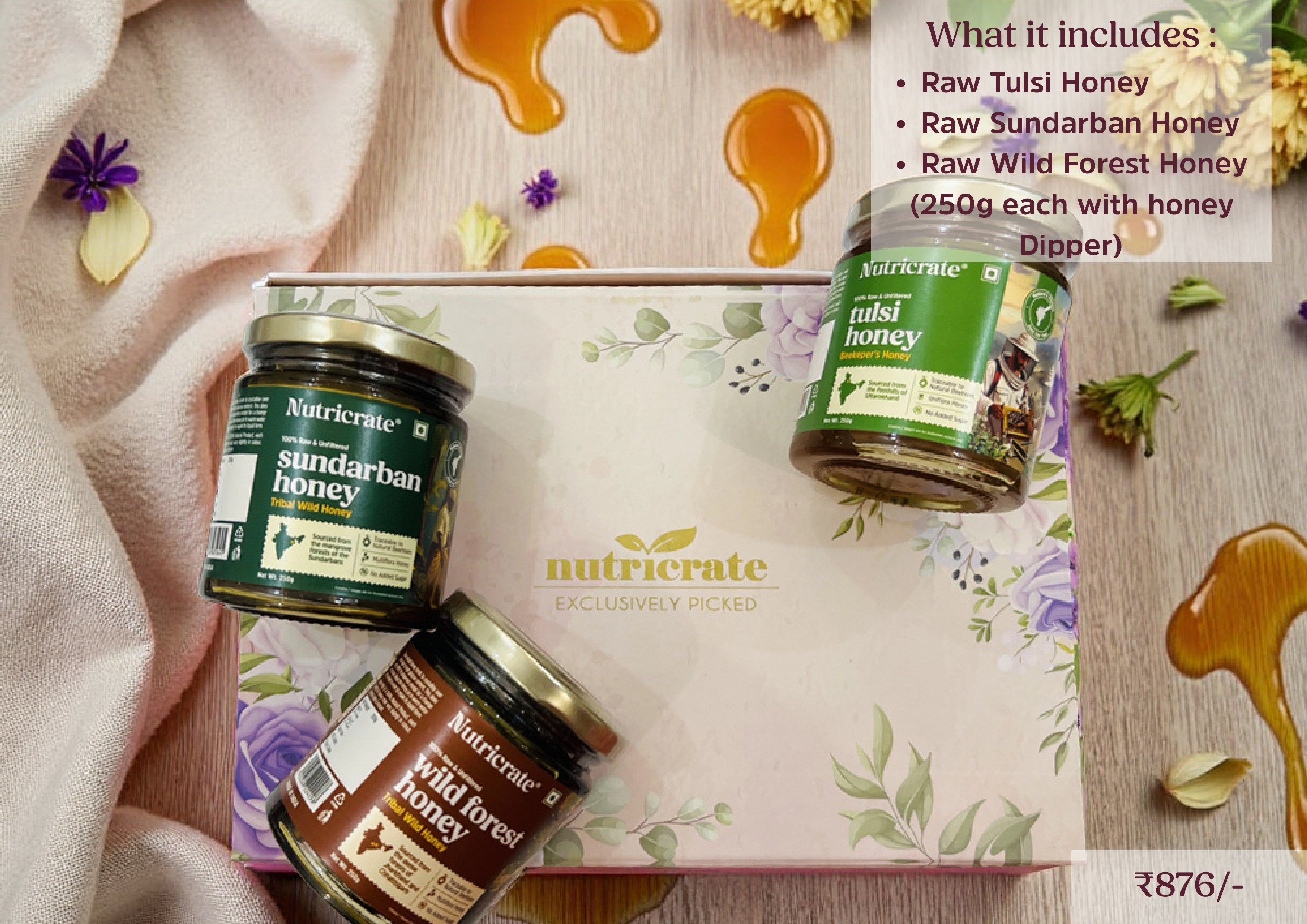 Nutricrate - Honey, Dry fruit, Seeds and Mix - Gift Set Combo