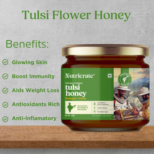Nutricrate Raw and Wild Tulsi Honey.