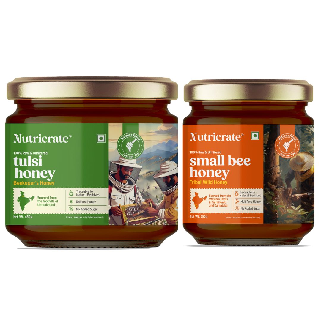 Tulsi Honey 450gm with Smallbee Honey 250gm | Super Saver Pack.